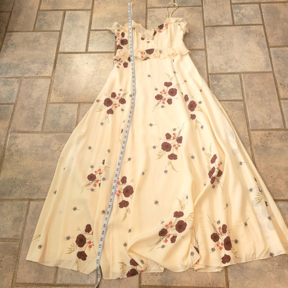 Joie Cassiel Floral Ruffle Maxi Dress Sz  Silk Sz 4 Boho Wedding Guest - Picture 8 of 13